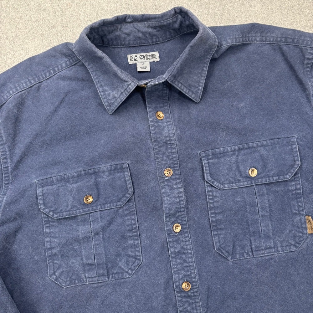 Cabelas Guide Series Heavyweight Twill Work Shirt Mens LT‎ Faded Blue Outdoor